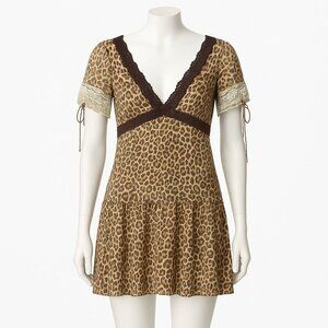 Free People Jos Animal Print Lace Satin Mini Slip Dress Sz Medium NEW (No Tags)